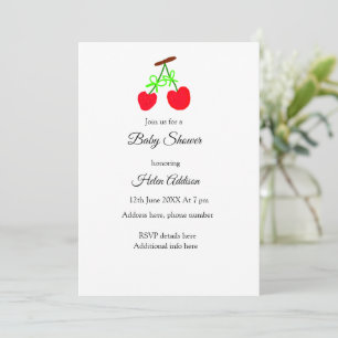 Invitation rouge cerisier vert arc ajouter baby shower QR
