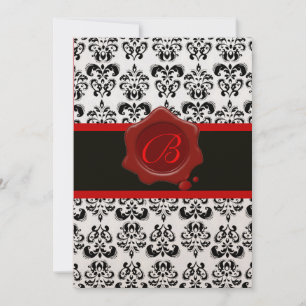 INVITATION ROUGE, CHAMPAGNE ET DOMMAQUES NOIRS, MONOGRAMME DE