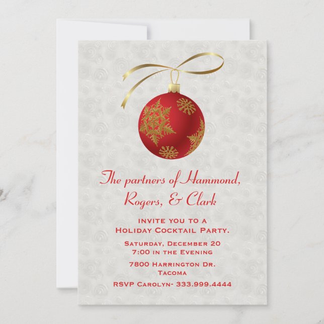 Invitation rouge chic de vacances de Coporate (Devant)