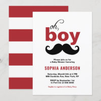Rouge classique C'est un Baby shower de moustache