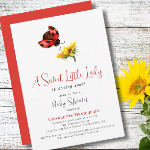 Invitation Rouge coccinelle Baby Shower, Douce Petite Dame
