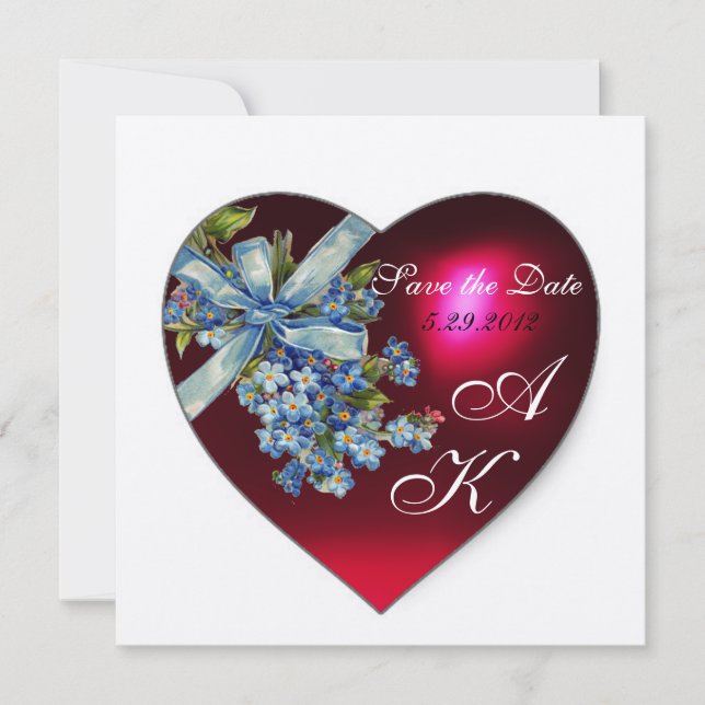 Invitation ROUGE COEUR & OUBLIEZ-MOI PAS MONOGRAMME Champagne (Devant)