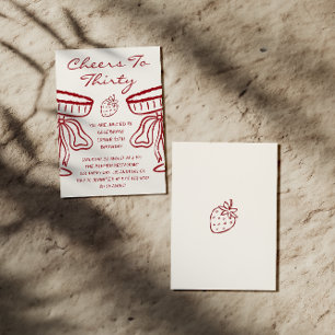 Invitation Rouge & Crème Félicitations à Trente Anniversaire 