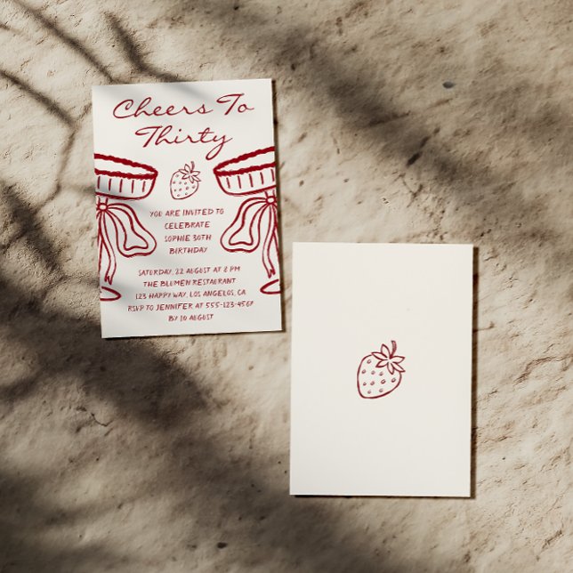 Invitation Rouge & Crème Félicitations à Trente Anniversaire  (Créateur téléchargé)