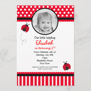 Invitation rouge d'anniversaire de coccinelle