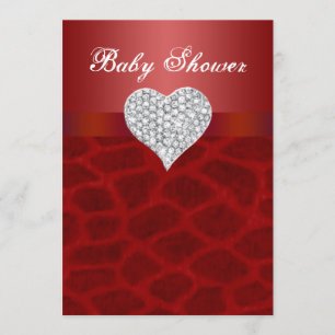 Invitation rouge de baby shower de coeur de