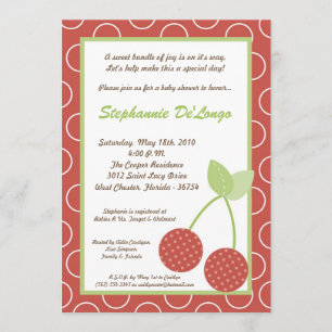 invitation rouge de baby shower de fruit de cerise