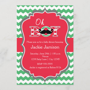 Invitation rouge de baby shower de vacances de