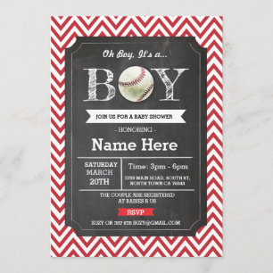 Invitation rouge de Chevron de baby shower de