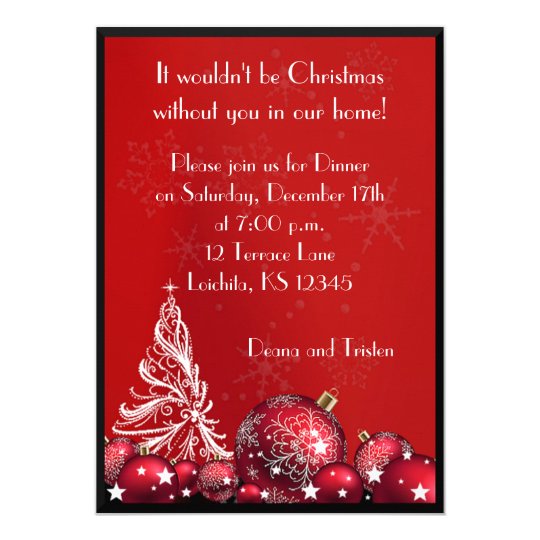 Invitation Rouge De Diner D Arbre De Noel Zazzle Fr