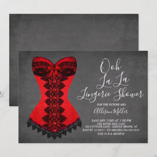 Invitation rouge de Fête de la mariée de lingerie