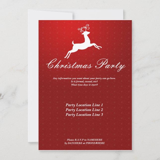 Invitation rouge de fête de Noël de renne (Devant)