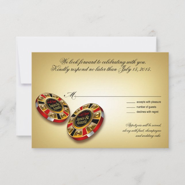 Invitation Rouge de la réponse | de Las Vegas VIP RSVP (Devant)