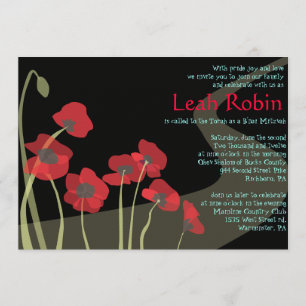 Invitation ROUGE de magicien d'Oz de bat mitzvah