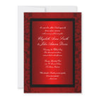 Invitation rouge de mariage damassé d'aluminium