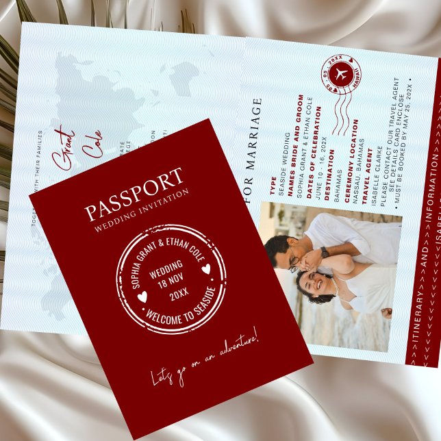 Invitation rouge de mariage de destination de pass (Créateur téléchargé)