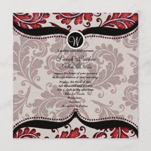 Invitation rouge de mariage de Paisley de damassé