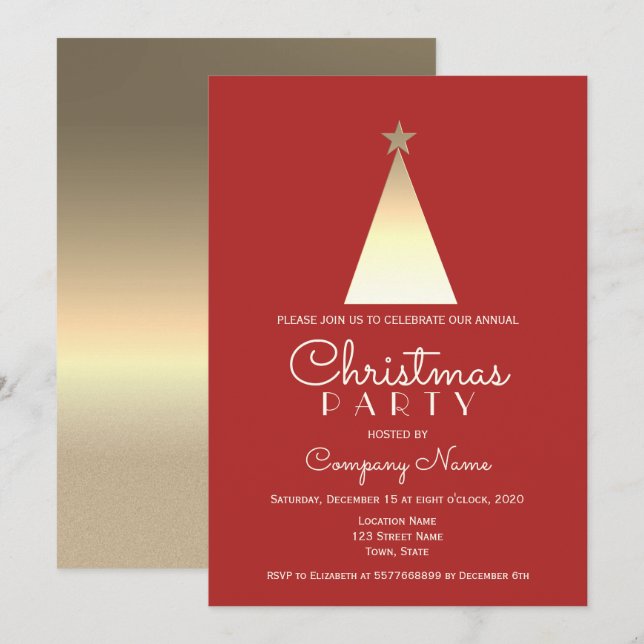 Invitation Rouge de Noël d'entreprise (Devant / Derrière)