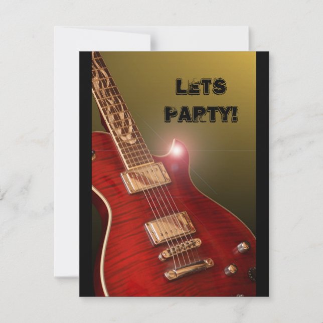 invitation rouge de partie de guitare (Devant)