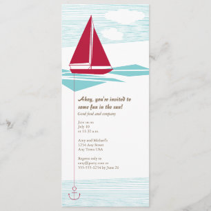 Invitation rouge de partie de voilier