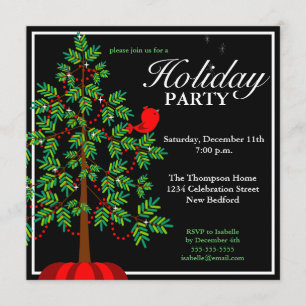 Invitation rouge de partie d'oiseau d'arbre de