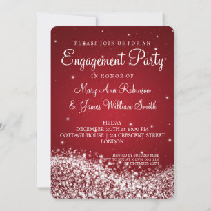 Invitation Rouge de scintillement de vague de partie de