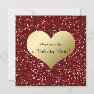 Invitation rouge de Valentine de coeur d'or de