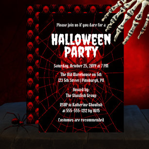 Invitation Rouge déplaisant   Black Widow Spider Halloween Pa