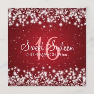 Invitation Rouge d'hiver de la fête Sweet sixteen