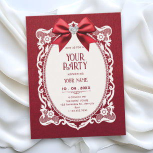 Invitation Rouge élégant vintage