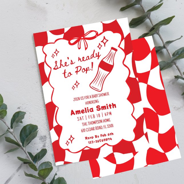 Invitation Rouge Elle est Prête à Faire Pop Soda Fête de Bébé (Créateur téléchargé)