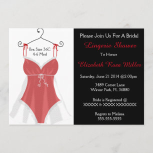 Invitation rouge et blanc de Fête de la mariée de