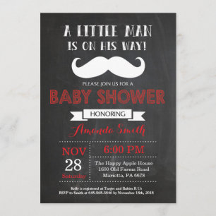 Invitation Rouge et gris d'invitation de baby shower de