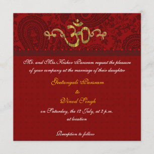 Invitation Rouge et mariage indou de brocard de damassé d'or