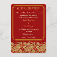 Rouge et mariage indou de Paisley d'or