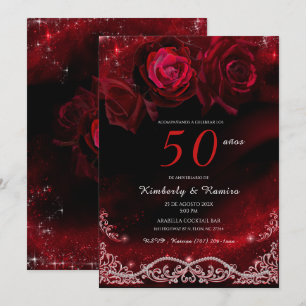 Invitation Rouge et Noir 50e Anniversaire de Mariage