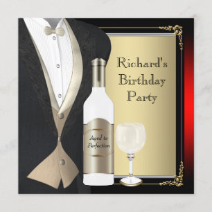 Invitation Rouge et noir âge à la perfection fête d'anniversa