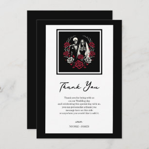 Invitation Rouge et noir blanc Rose Squelette Mariage Merci