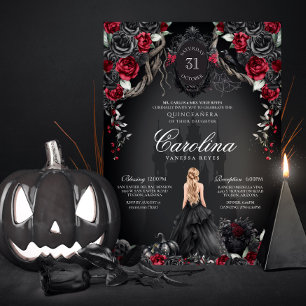 Invitation Rouge et noir gothique Hauné Quinceanera Éffrayant