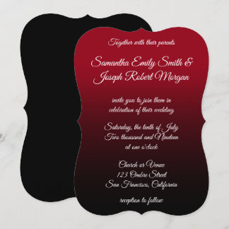 Invitation Rouge et Noir Ombre Élégante Calligraphie Mariage
