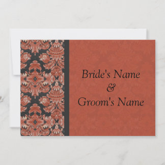 Invitation rouge et noire de mariage damassé