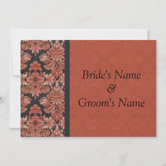 Invitation rouge et noire de mariage damassé (Devant)