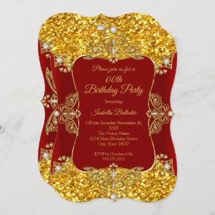 Invitation Rouge Femmes Anniversaire Parties scintillant Or D