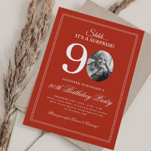 Invitation Rouge Fête surprise pour 90e anniversaire