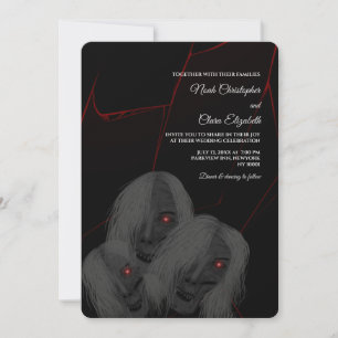 Invitation Rouge Feu Fantômes Gothique Noir Halloween Sombre