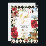 Invitation Rouge Floral Alice au pays des merveilles<br><div class="desc">Envoyez à vos invités de belles notes de remerciement avec ces adorables cartes à thème Alice in Wonderland</div>