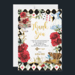 Invitation Rouge Floral Alice au pays des merveilles<br><div class="desc">Envoyez à vos invités de belles notes de remerciement avec ces adorables cartes à thème Alice in Wonderland</div>