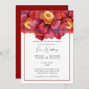 Invitation Rouge Floral Mariage Toscan Bold et dynamique Invi