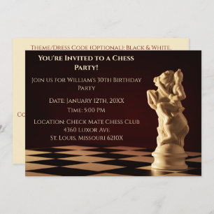 Invitation Rouge foncé 30e anniversaire jeu d'échecs Chevalie