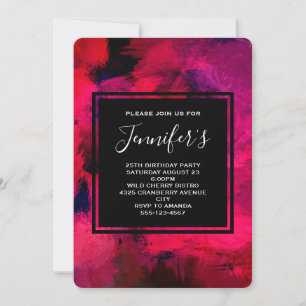 Invitation Rouge foncé et violet Abstrait Anniversaire